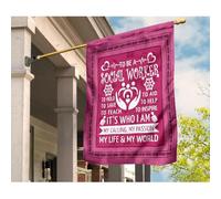 Bandiera Da Giardino Durevole Bandiere Pirati Divertente Bandiera Da Cortile Decorazione Per Patio Interni Fattoria Assistente Sociale La Mia Vita E Il Mio Mondo Stampa Su Sfondo Rosa M