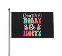 Bandiera Da Giardino Easter Bunny Don T Worry Be Hoppy Garden Flag Antivento Bandiera Da Cortile Impermeabile Bandiere Decorative Per 90X152CM