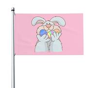 Bandiera Da Giardino Easter Bunny With Eggs Bandiera Da Cortile Colore Vivido Bandiere Decorative Durevole Garden Flag Per Esterno Feste Celebrazioni 90X152CM