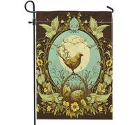 Bandiera Da Giardino Easter Day Bohemian Medieval Sun Bird Natural Flower Retro Brown Garden Flag Resistente Al Sole Bandiere Decorative Verticale Bandiera Da Cortile Per Celebrazioni 30X45CM