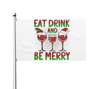 Bandiera Da Giardino Eat Drink And Be Merry Bandiere Decorative Premium Garden Flag Durevole Bandiera Da Cortile Per Feste Celebrazioni Festival 90X152Cm