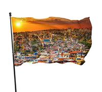 Bandiera da Giardino Edifici Colorati Tramonto Patrimonio Città Cortile Casa Decorazione Esterna Bandiere Striscioni per Patio Prato 3x5 Ft