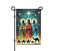 Bandiera Da Giardino Epiphany Three Wise Men Follow Star Bethlehem Bandiera Decorative Divertenti 30X45Cm Bandiere Per Casa Decorazione
