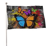 Bandiera da giardino estiva, 119,4 x 177,8 cm, bandiera stagionale da cortile con occhielli in ottone, bandiera per tutte le stagioni, bandiera con graffiti a farfalla, bandiera grande per decorazione