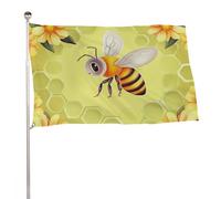 Bandiera da giardino estiva, 119,4 x 177,8 cm, bandiera stagionale da cortile con occhielli in ottone, bandiera per tutte le stagioni Ape in fiore bandiera grande per la decorazione esterna della casa