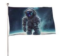 Bandiera da giardino estiva, 119,4 x 177,8 cm, con occhielli in ottone, per tutte le stagioni, galassia, astronauta, vacanze, grande striscione per la decorazione esterna della casa