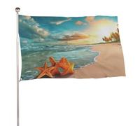 Bandiera da giardino estiva, 119,4 x 177,8 cm, con occhielli in ottone, per tutte le stagioni, paesaggio da spiaggia, bandiera per vacanze, grande striscione per la decorazione esterna della casa