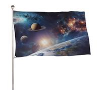 Bandiera da giardino estiva, 61 x 88,9 cm, bandiera stagionale da cortile con occhielli in ottone, bandiera per tutte le stagioni, universo, galassia, spazio esterno, vacanze, grande striscione per la