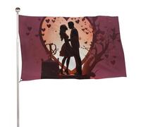 Bandiera da giardino estiva, 89 x 150 cm, bandiera stagionale da cortile con occhielli in ottone, bandiera per esterni per tutte le stagioni, sagoma baciare, bandiera per vacanze, grande striscione