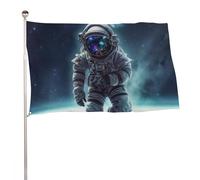 Bandiera da giardino estiva, 89 x 150 cm, bandiera stagionale da cortile con occhielli in ottone, bandiera per esterni per tutte le stagioni Galaxy Astronauta Bandiera grande per la decorazione