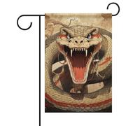 Bandiera da giardino estiva a bocca aperta con serpente su entrambi i lati, 30,5 x 45,7 cm, bandiere da giardino primaverili e sole, decorazione per esterni