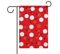 Bandiera da giardino estiva a pois rossi a pois su entrambi i lati, 30,5 x 45,7 cm, bandiera primaverile da giardino, benvenuto stagionale, decorazione per esterni