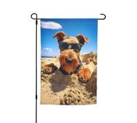 Bandiera da giardino estiva Airedale My Love Dog On The Beach, decorazione da giardino, bifacciale, 12 x 18 pollici, per casa e cortile
