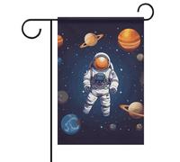 Bandiera da giardino estiva astronauta spaziale su entrambi i lati, 30,5 x 45,7 cm, bandiera primaverile da giardino, benvenuto stagionale, decorazione per esterni