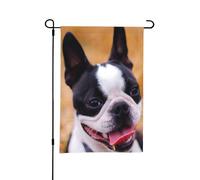 Bandiera da giardino estiva bifacciale Boston Terrier Bokeh, per esterni, con cani e animali domestici Boston Terrier, 12x18 pollici