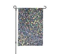 Bandiera da giardino estiva bifacciale con glitter argento e arcobaleno, 12x18 pollici, per esterni