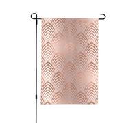 Bandiera da giardino estiva bifacciale da esterno, con conchiglie, rosa, rame e grigio Art Déco, 12x18 pollici