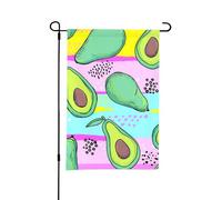 Bandiera da giardino estiva bifacciale da esterno con disegno a mano di avocado colorato, 12x18 pollici