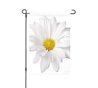Bandiera da giardino estiva bifacciale da esterno con fiore di margherita bianca e cuore giallo brillante, 12x18 pollici