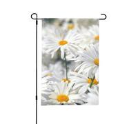 Bandiera da giardino estiva bifacciale da esterno con fiore di margherita bianca pura, 12x18 pollici