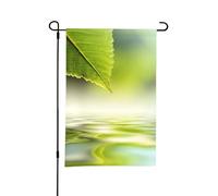 Bandiera da giardino estiva bifacciale da esterno, foglia verde che si riflette nell'acqua del fiume, 12x18 pollici