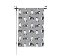 Bandiera da giardino estiva bifacciale da esterno, motivo: cane pastore australiano blu merle, grigio semplice, 12x18 pollici