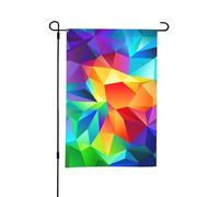 Bandiera da giardino estiva bifacciale da esterno, motivo geometrico arcobaleno, 12x18 pollici