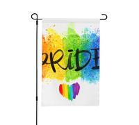 Bandiera da giardino estiva bifacciale da esterno, stile acquerello colorato, LGBT Gay Pride, a forma di cuore arcobaleno, 12x18 pollici