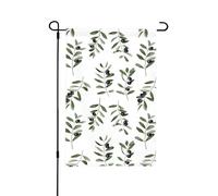 Bandiera da giardino estiva bifacciale da esterno, stile acquerello, ramo d'ulivo, natura, 12x18 pollici