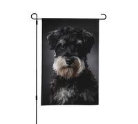 Bandiera da giardino estiva bifacciale per esterni, ritratto di Schnauzer, grigio scuro, 12x18 pollici
