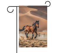 Bandiera da giardino estiva con cavalli che corrono nel deserto e tempesta, 30,5 x 45,7 cm, bandiere da giardino primaverili e soleggiate, decorazione per esterni