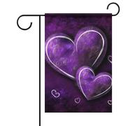 Bandiera da giardino estiva con cuori viola su entrambi i lati, 30,5 x 45,7 cm, bandiere da giardino primaverili e sole, decorazione per esterni