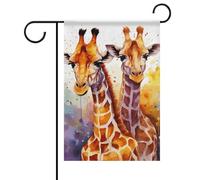 Bandiera da giardino estiva con giraffe ad acquerello, 30,5 x 45,7 cm, bandiera primaverile da giardino, benvenuto stagionale, decorazione per esterni
