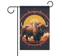 Bandiera da giardino estiva con motivo "Mountains Wild American Bison" bifacciale, 12x18 pollici, bandiere da giardino primaverili, sole, benvenuto stagionale, decorazione per esterni