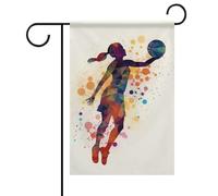 Bandiera da giardino estiva con motivo ragazza da basket su entrambi i lati, 30,5 x 45,7 cm, bandiere da giardino primaverili e sole, decorazione per esterni