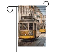 Bandiera da giardino estiva con tram di Lisbona, double face, 30,5 x 45,7 cm, bandiera primaverile da giardino, benvenuto stagionale, decorazione per esterni