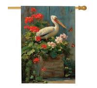 Bandiera da giardino estiva, decorazione floreale bianca con uccelli costieri, striscione colorato su entrambi i lati, decorazione per esterni a tema dolce per la casa per gli amanti delle farfalle