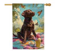 Bandiera da giardino estiva per laboratorio di cioccolato, bandiera colorata con farfalla per cani, gelato, bandiera decorativa su entrambi i lati, per decorazione esterna del prato, 71 x 101 cm