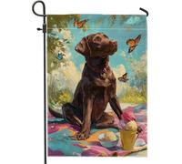 Bandiera da giardino estiva per laboratorio di cioccolato, bandiera colorata con farfalla per cani, gelato, bandiera decorativa su entrambi i lati, per decorazione esterna del prato, 30,5 x 45,7 cm