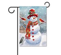 Bandiera da giardino estiva piccola bandiera da cortile per esterni 30,5 x 45,7 cm bandiera a doppia faccia per casa Buon Natale neve uomo e uccelli bandiera di benvenuto stagionale bandiera per casa
