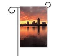 Bandiera da giardino estiva piccola bandiera da cortile per esterni 30,5 x 45,7 cm bandiera doppia faccia per casa Boston Charles River City Skyline tramonto stagionale bandiera di benvenuto fattoria