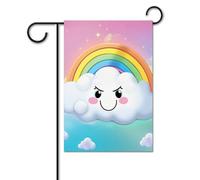 Bandiera da giardino estiva piccola bandiera da cortile per esterni 30,5 x 45,7 cm bandiera per casa su entrambi i lati cartone animato nuvola sorridente arcobaleno bandiera di benvenuto stagionale