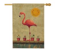 Bandiera da giardino estiva vintage con uccelli tropicali, con immagine di pesche e sole felice, decorazione per la casa, bandiera in iuta su entrambi i lati, decorazione da giardino, 71 x 101 cm