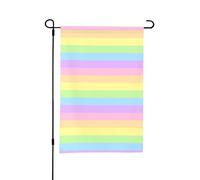 Bandiera da giardino estivo bifacciale a righe arcobaleno pastello, 12x18 pollici, per esterni