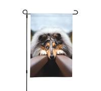 Bandiera da giardino estivo bifacciale da esterno con motivo Rough Collie Bokeh Railway Dogs Pets Rough, 12x18 pollici
