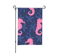 Bandiera da giardino estivo bifacciale da esterno con sagoma di cavalluccio marino e stella marina, 12x18 pollici