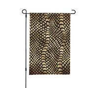 Bandiera da giardino estivo bifacciale da esterno, motivo: Safari africano, nero, oro, pitone, pelle di animale, seppia, 12x18 pollici