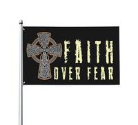 Bandiera Da Giardino Faith Over Scripture Verse Christianty Black Bandiere Decorative Antivento Bandiera Da Cortile Impermeabile Garden Flag Per Esterno Festival Celebrazioni 90X152CM