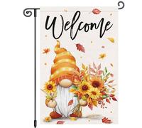 Bandiera Da Giardino Fall Gnome Welcome Sunflower Maple Autumn Flower 30X45Cm Bandiera Esterna Doppia Faccia Con Occhielli Striscione Per Casa Camera Da Letto Esterni