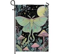 Bandiera da giardino fantasiosa falena, verde chiaro di luna insetto decorazione per la casa, bandiera su entrambi i lati in iuta da cortile decorazione per prato esterno 30,5 x 45,7 cm
